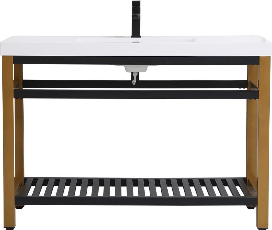 Elegant Lighting 48 Inch Bathroom Vanity Golden Black Iron Frame: Elegant Lighting 48 Inch Bathroom Vanity Golden Black Iron Frame This Elegant 48" Bathroom Vanity features a stylish golden black finish and a sturdy iron frame, making it a perfect addition to any mo