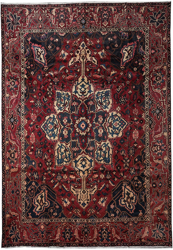 Persian Bakhtiar Tribal Rug 9 x 11.6 Hand-Knotted Wool Semi-Antique Iran: Persian Bakhtiar Tribal Rug 9 x 11.6 Hand-Knotted Wool Semi-Antique Iran Free continental US Shipping This semi-antique Persian Bakhtiar tribal rug is hand-knotted in Iran using high-quality wool. Dat