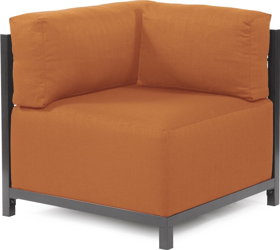 Howard Elliott Sunbrella Axis Corner Patio Chair in Orange: Howard Elliott Sunbrella Axis Corner Patio Chair in Orange Enhance your outdoor space with the Sunbrella Axis Corner Patio Chair, designed for both comfort and style. This contemporary corner chair fe