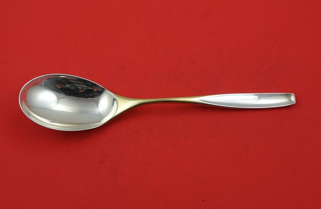 Kirk Golden Selene Sterling Silver Serving Spoon 9 Inch (1 of 2)