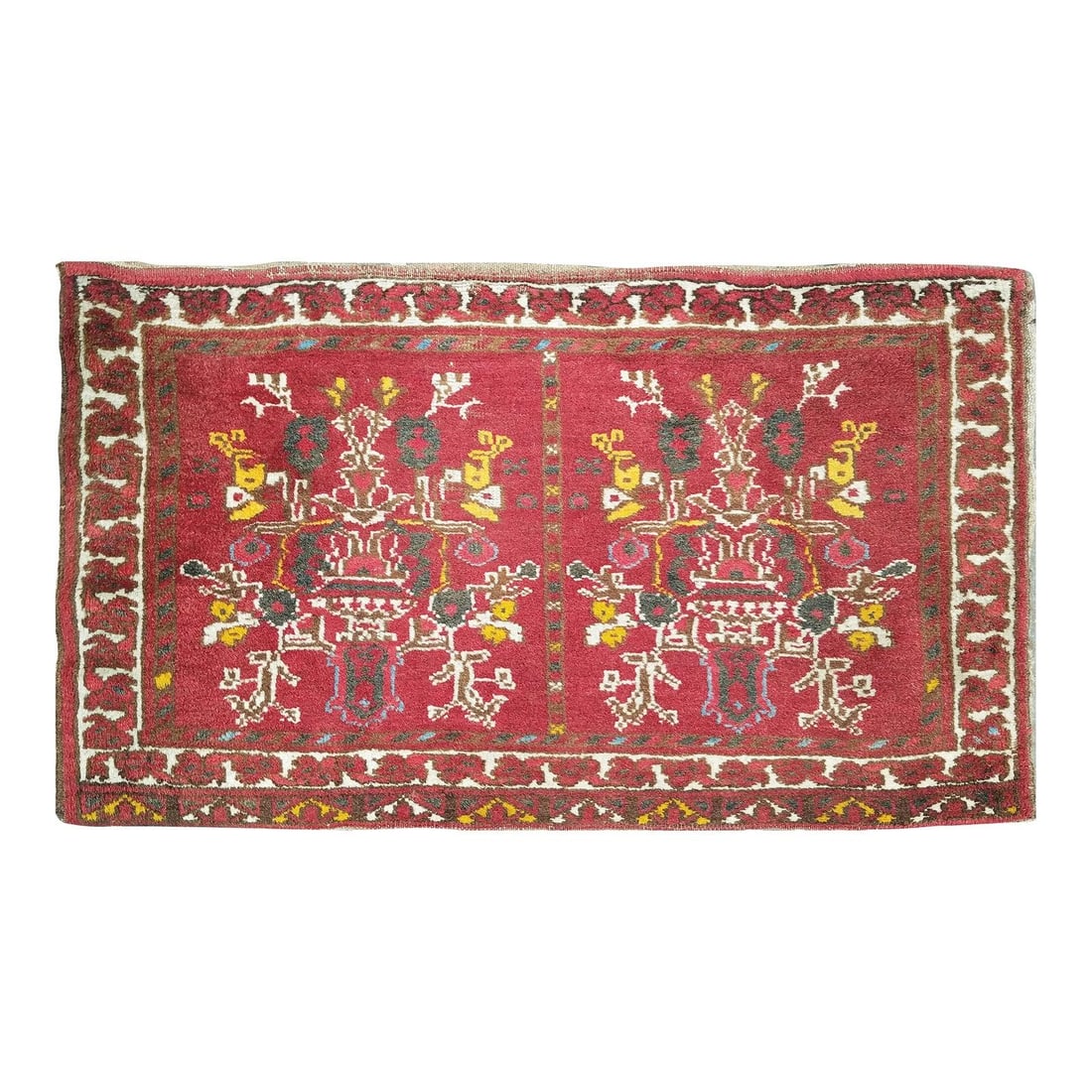 1'6 x 2'7 Hand-Knotted Wool Accent Rug in Turkoman Style: 1'6 x 2'7 Hand-Knotted Wool Accent Rug in Turkoman Style This vintage Turkoman rug is hand-knotted from wool using traditional techniques, combining enduring craftsmanship with a modern design sensibi