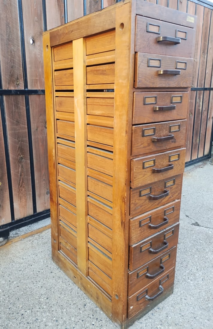 10 Drawer Oak Federal File Cabinet Department of Justice 54 Inches (1 of 5)