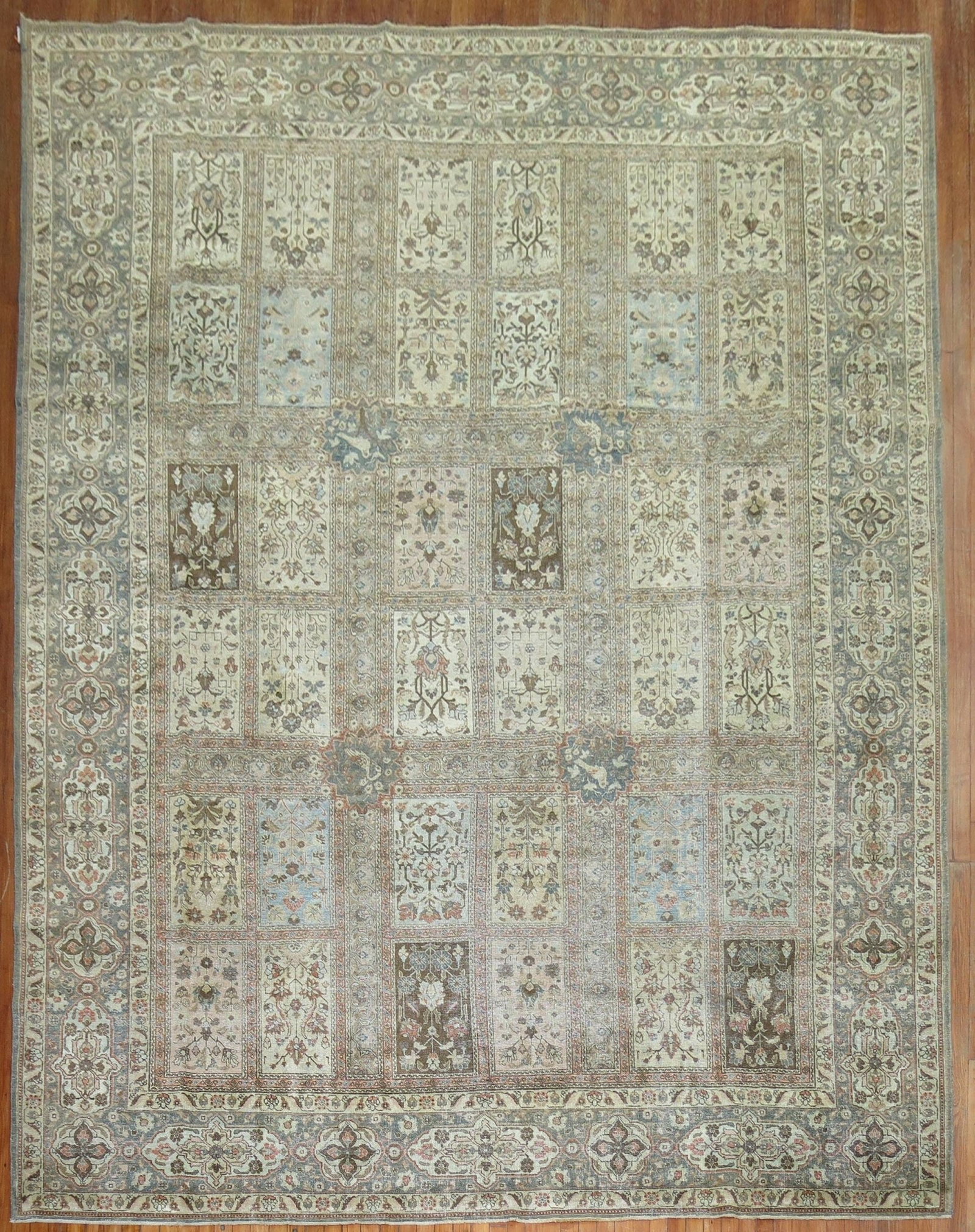 10' x 12' 11" Early 20th Century Persian Tabriz Room Rug: 10' x 12' 11" Early 20th Century Persian Tabriz Room Rug Early 20th century Persian Tabriz rug featuring a panel garden design. This pre-owned room-size rug presents the classic character of Tabriz we