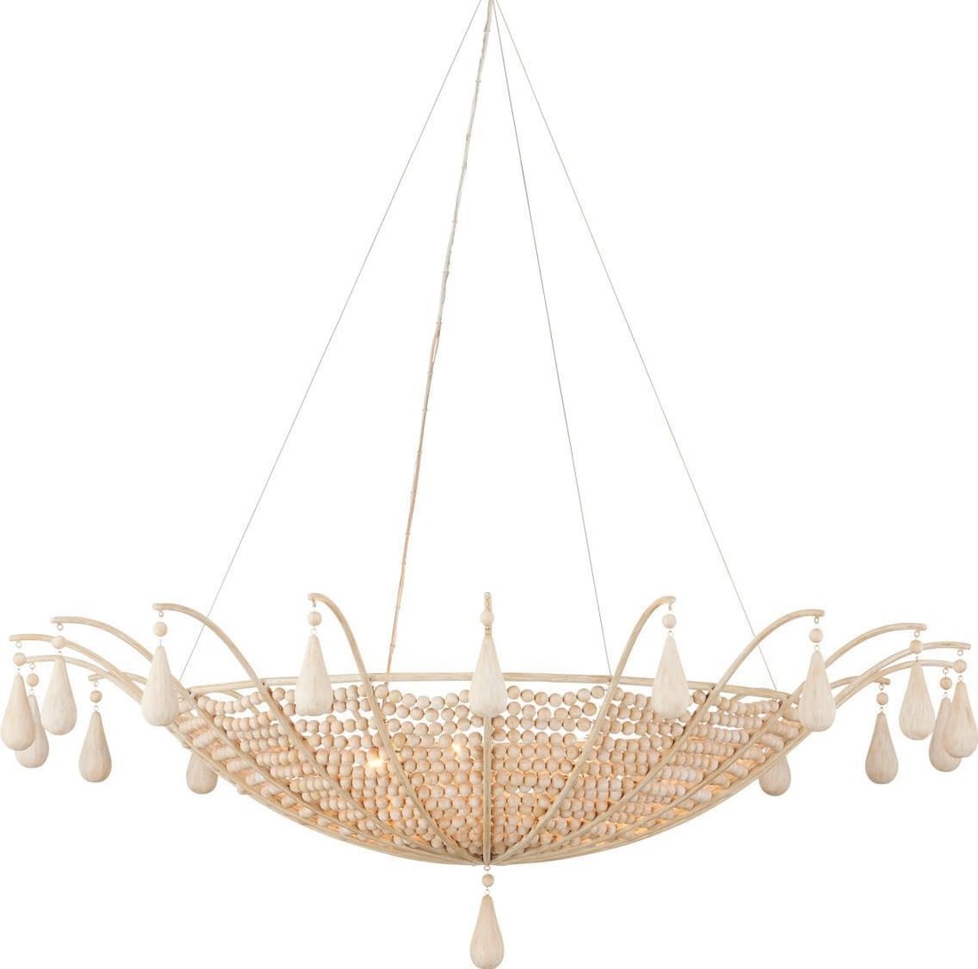 Currey Korg Sandstone Bowl Chandelier Adjustable Height Dimmable 5 Bulb (1 of 6)