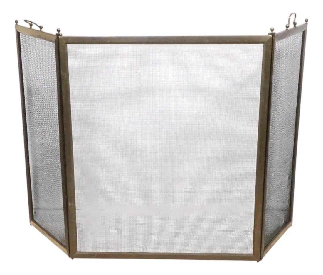 3 Panel Brass Frame Fireplace Spark Guard Screen (1 of 9)