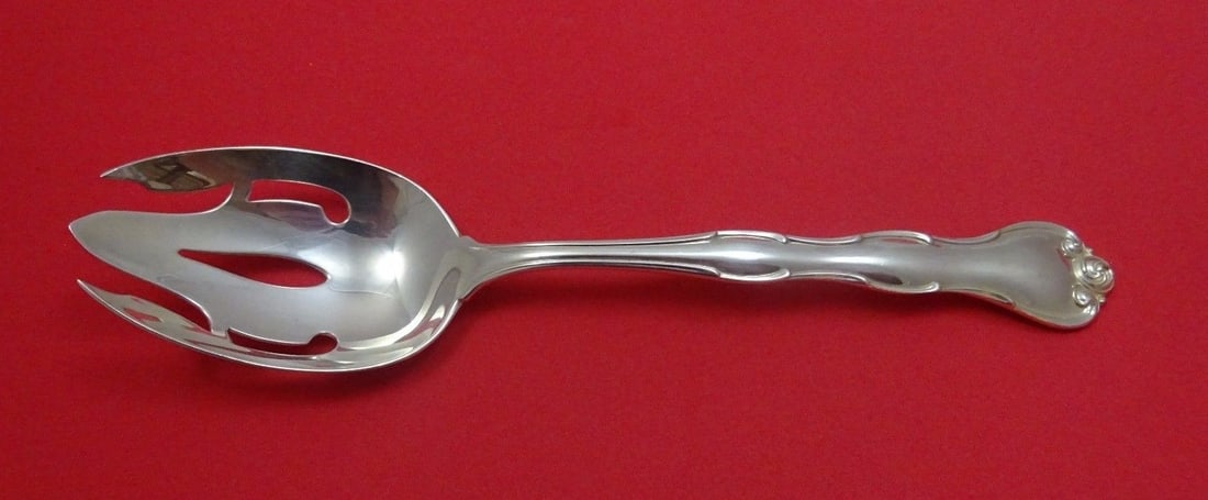 Gorham Rondo Sterling Silver Pierced Serving Spoon 8.5": Gorham Rondo Sterling Silver Pierced Serving Spoon 8.5" This exquisite serving spoon from the Rondo pattern by Gorham is crafted from high-quality sterling silver. Measuring 8 1/2 inches, this slotted