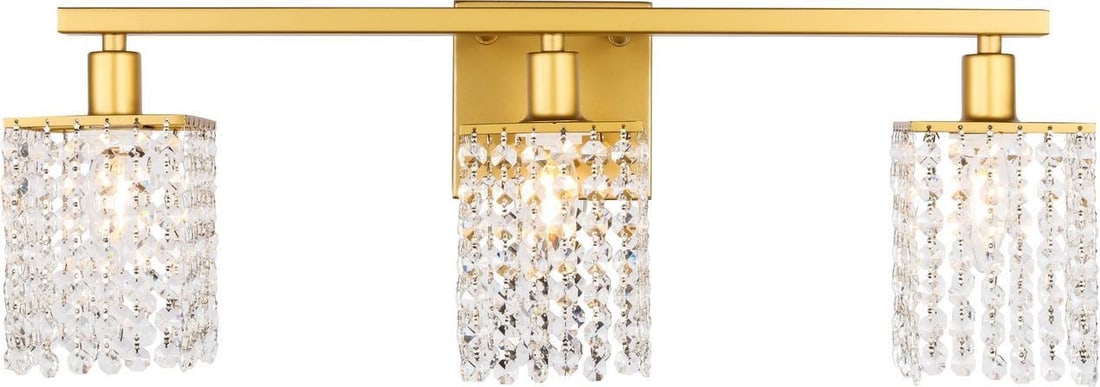 Elegant Phineas 3-Light Victorian Wall Lamp Brass Crystal (1 of 1)