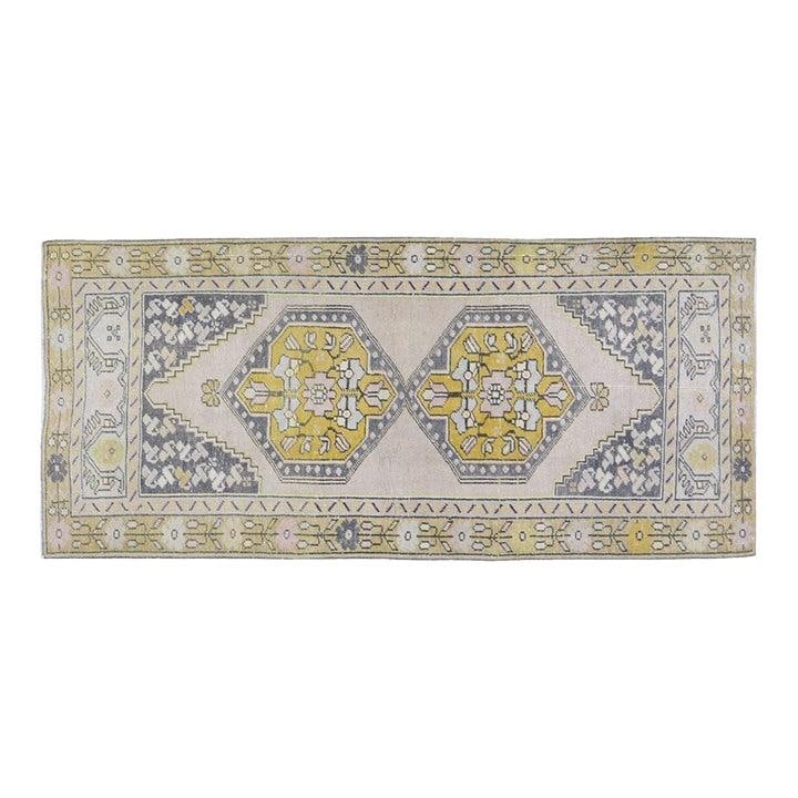 Anatolian Wool Area Rug Hand Knotted 3'x6'5'' Vintage Turkish Design: Anatolian Wool Area Rug Hand Knotted 3'x6'5'' Vintage Turkish Design This vintage Turkish Anatolian rug is hand-knotted from wool using traditional techniques that showcase skilled craftsmanship. Its 