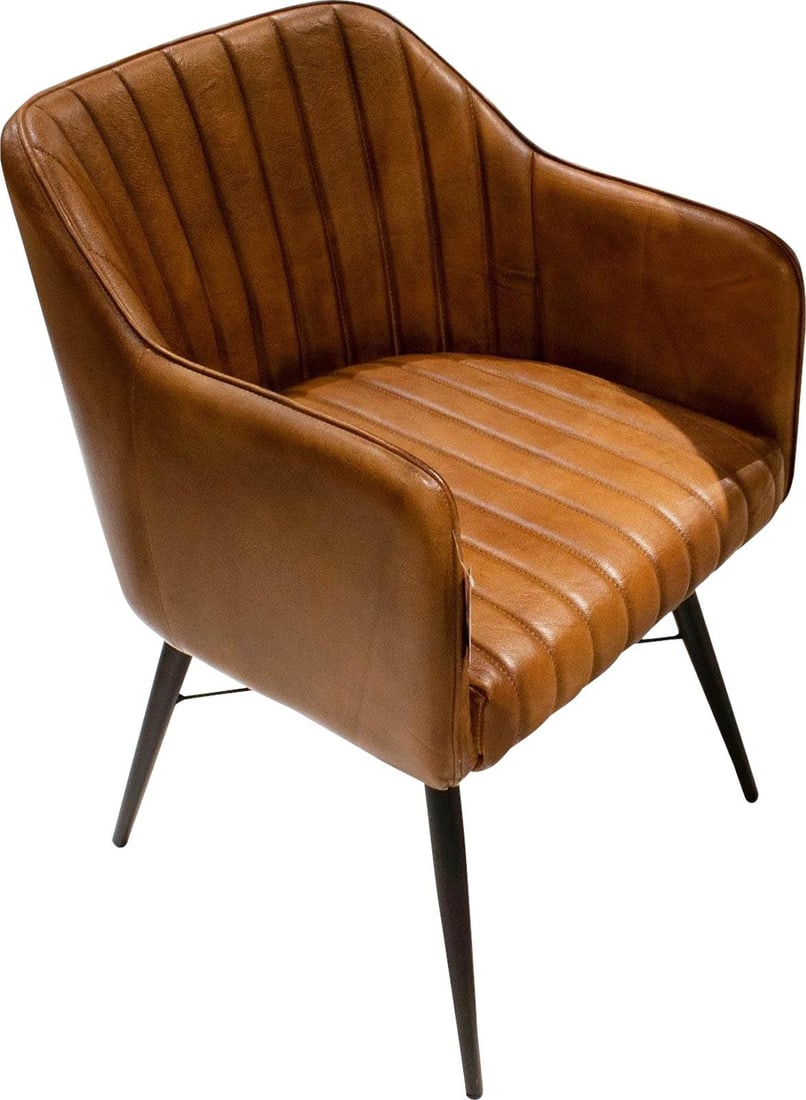 Houston Leather Chair by Howard Elliott Brown Top Stitched Style (1 of 6)