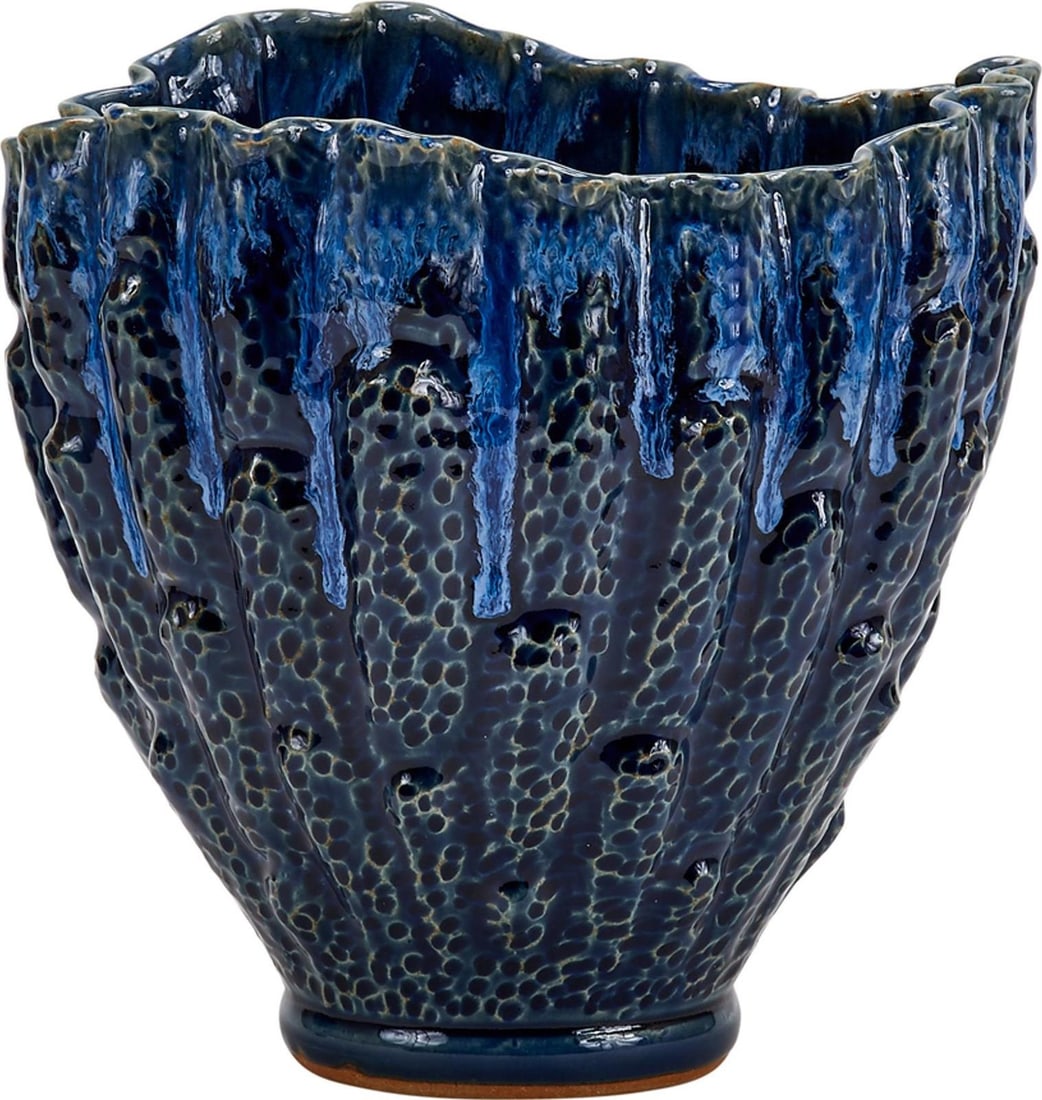 Handmade Indigo Blue Ceramic Vase for Elegant Home Decor (1 of 1)