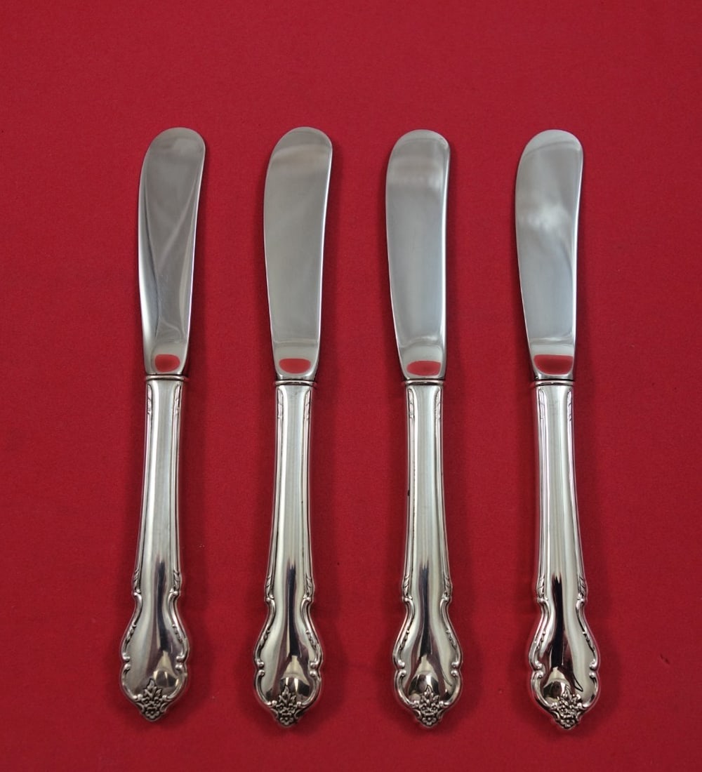 Set of 4 Breton Rose sterling silver butter spreaders 6 1 4 (1 of 4)