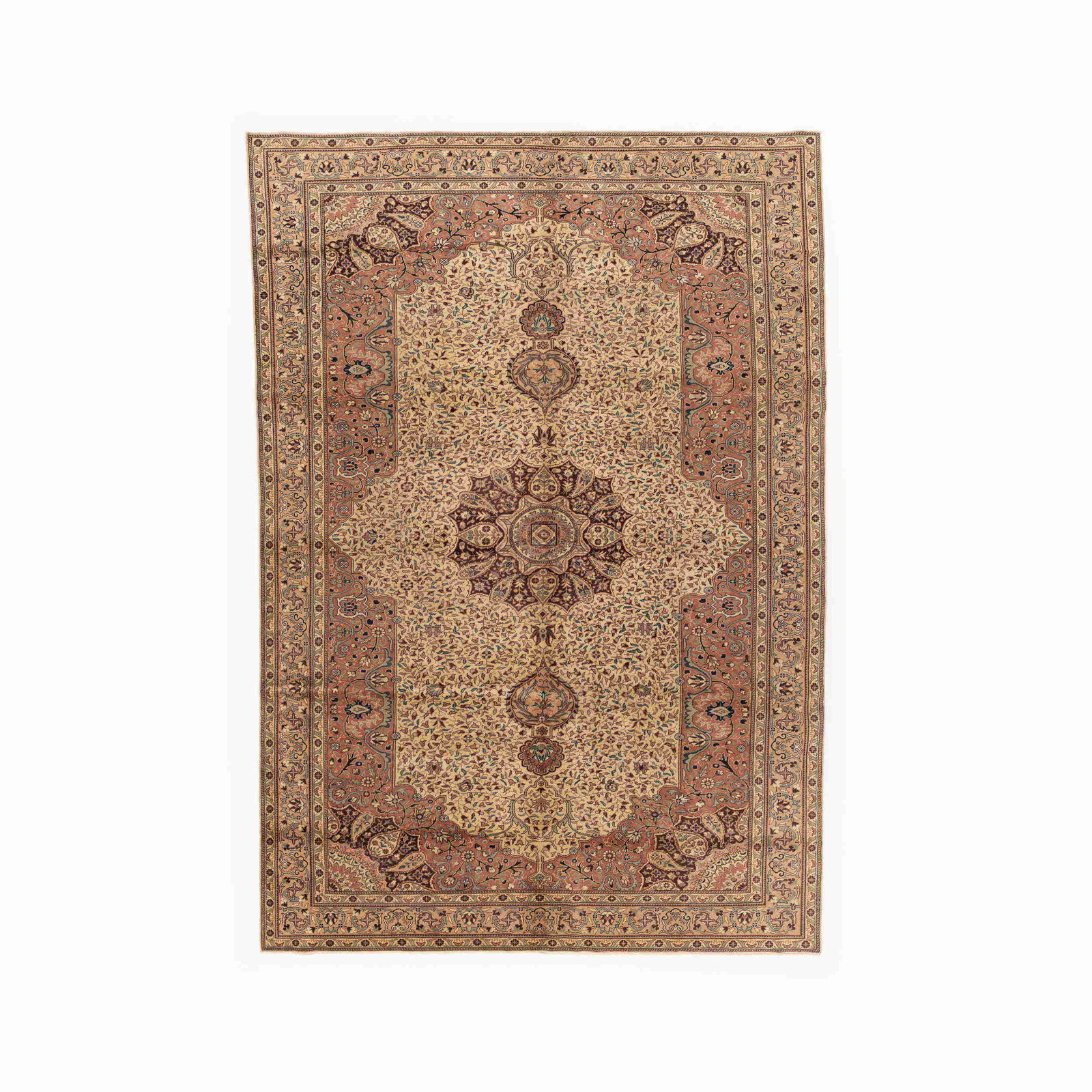 Authentic Handmade Kayseri Wool Carpet 103.1x144.5 Inches: Authentic Handmade Kayseri Wool Carpet 103.1x144.5 Inches This authentic handmade Kayseri carpet is crafted from premium wool on cotton, showcasing the exquisite artistry and tradition of Kayseri.