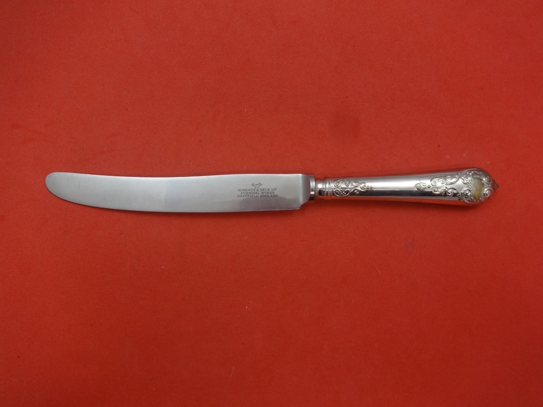 Robert Belk William and Mary Sterling Silver Dinner Knife 9 7/8": Robert Belk William and Mary Sterling Silver Dinner Knife 9 7/8" This exquisite dinner knife features a sterling silver hollow handle and a stainless steel blade, crafted in the elegant William and