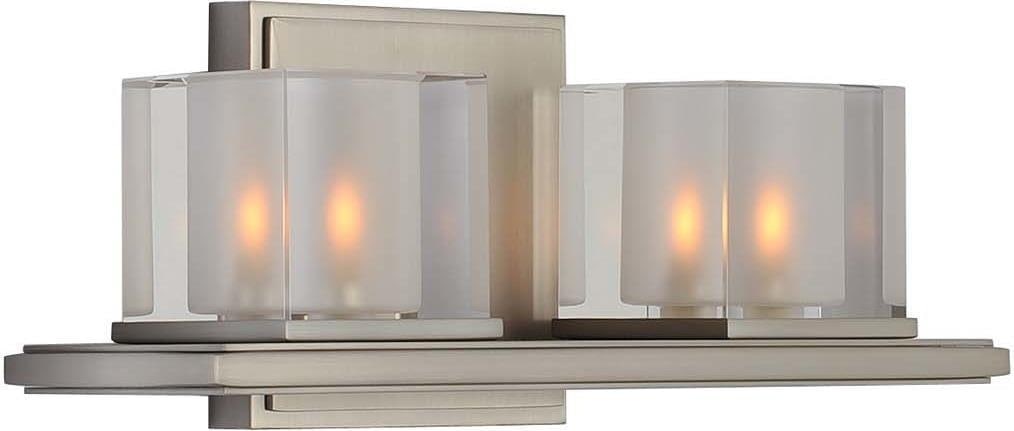 Kalco Modern Satin Nickel 2-Light Bath Light with Crystal Cube Shades (1 of 1)