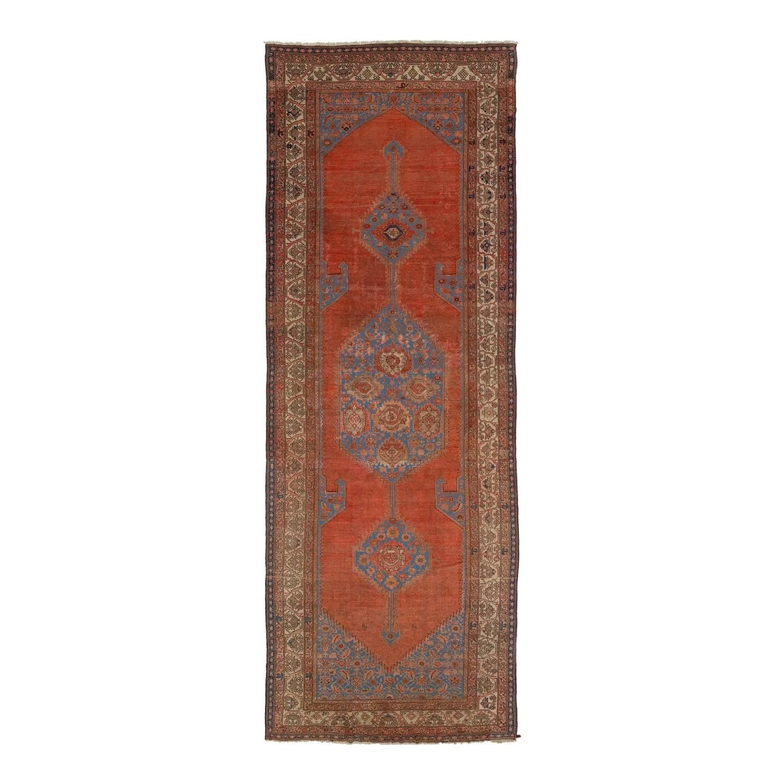 Antique Persian Bakshaish Wool Runner 7' x 19'6' Red Geometric Design: Antique Persian Bakshaish Wool Runner 7' x 19'6' Red Geometric Design Discover the beauty of this antique hand-knotted Persian Bakshaish runner, featuring a stunning geometric design in vibrant red, c