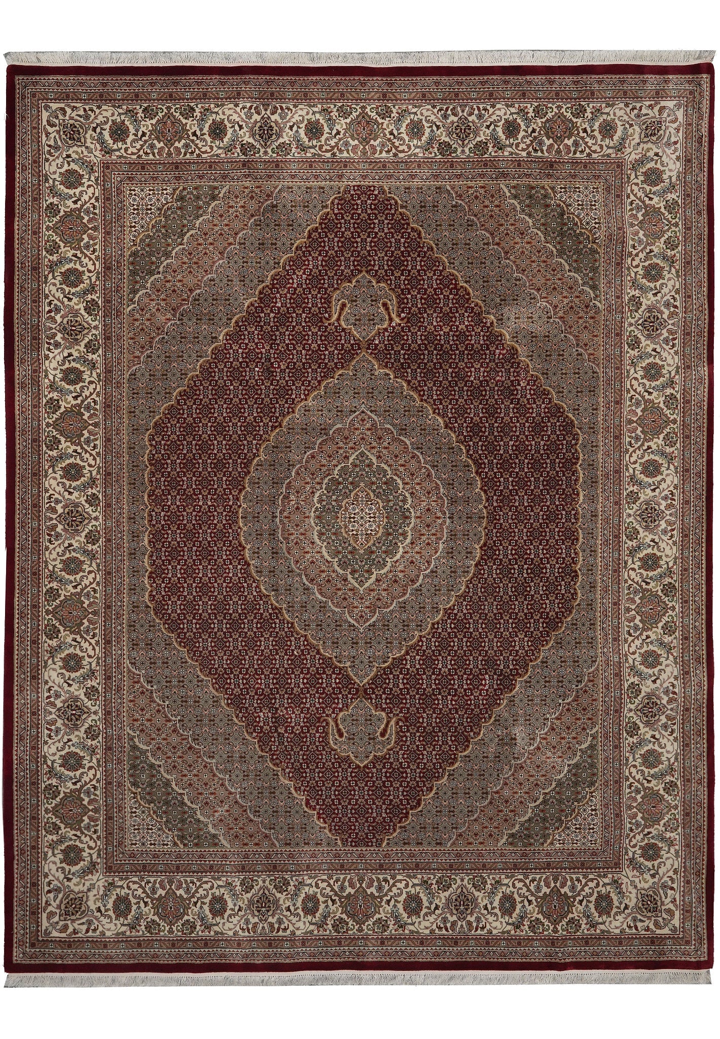 8 x 10 Hand-Knotted Persian Wool Traditional Rug MAHI TABRIZ HEATI: 8 x 10 Hand-Knotted Persian Wool Traditional Rug MAHI TABRIZ HEATI Free continental US Shipping This 8 x 10 hand-knotted rug features a traditional Persian design called MAHI TABRIZ HEATI. Expertly ha