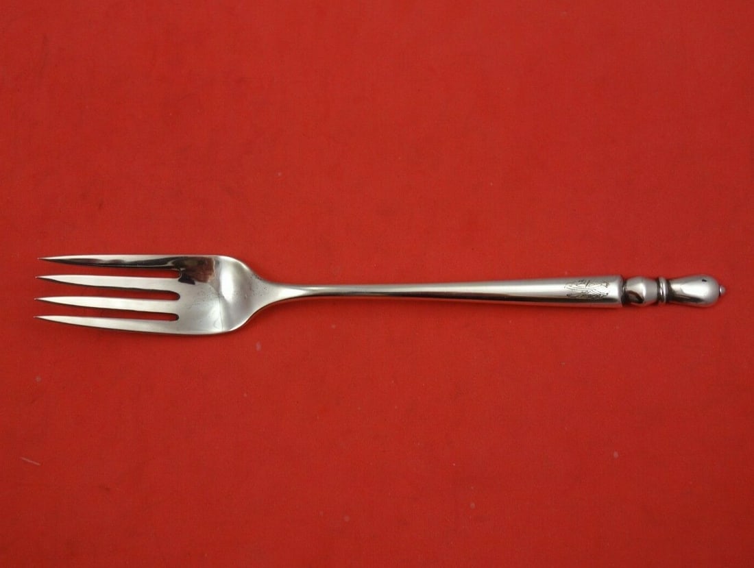 Kalo Sterling Silver 7.5 Inch Monogrammed Dinner Fork: Kalo Sterling Silver 7.5 Inch Monogrammed Dinner Fork This is a sterling silver dinner fork by Kalo, measuring 7 1/2 inches in length. The fork is crafted from .925 sterling silver and features a mono