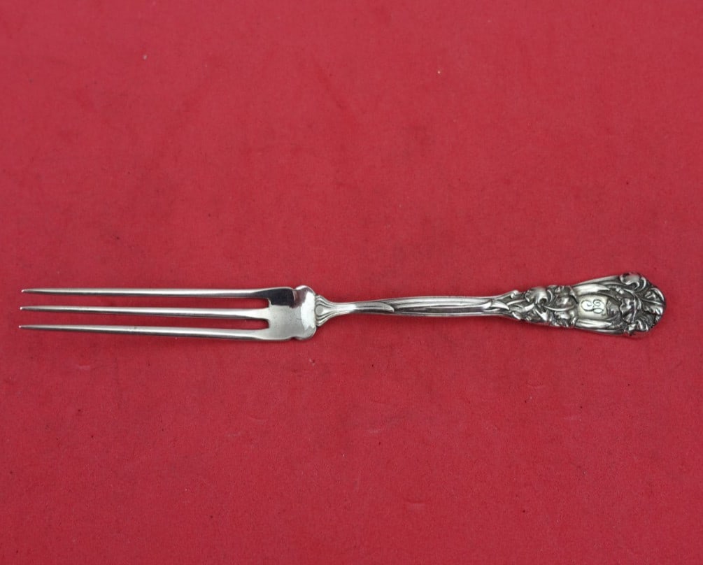 Durgin Gorham Iris Sterling Silver 5 Inch Strawberry Fork 3-Tine (1 of 3)