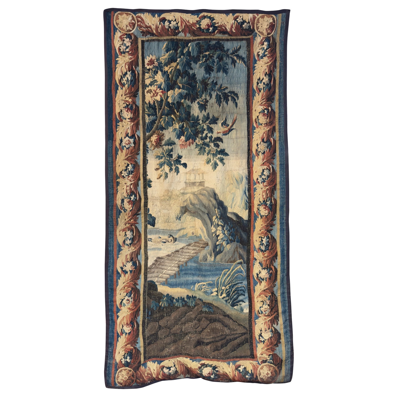French Aubusson Verdure Tapestry with Exotic Bird Floral Border (1 of 9)