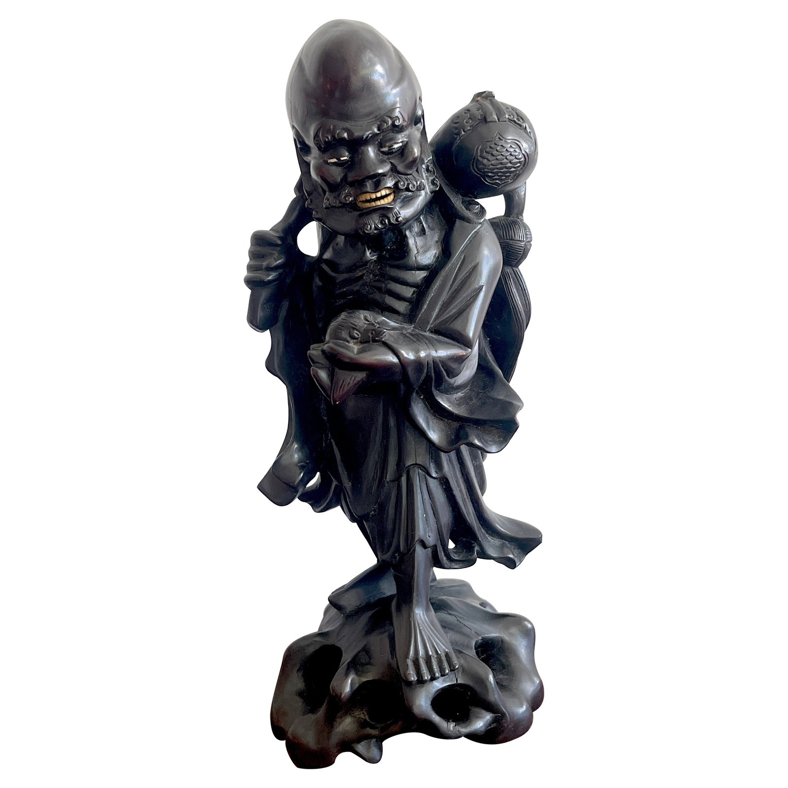 Late 19th Century Chinese Hardwood Immortal Figure with Bat (1 of 10)