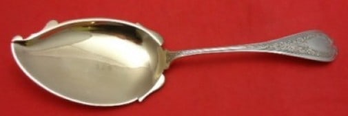 Wendt Florentine Sterling Silver Gold Washed Ice Cream Server 9.25": Wendt Florentine Sterling Silver Gold Washed Ice Cream Server 9.25" This exquisite Florentine ice cream server, crafted by John R. Wendt & Co., showcases timeless elegance with its gold-washed sterlin