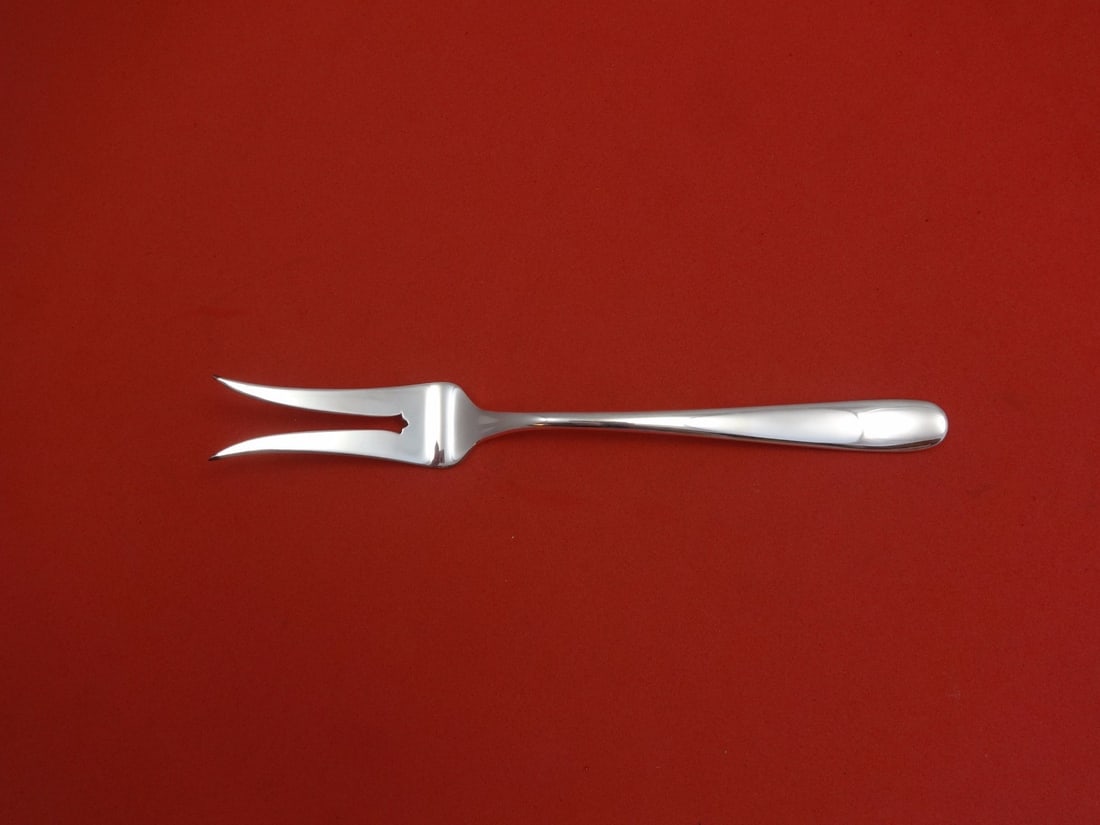 Zaramella Argenti Svedeze Sterling Silver 2-Tine Cold Meat Fork 8 5/8": Zaramella Argenti Svedeze Sterling Silver 2-Tine Cold Meat Fork 8 5/8" This exquisite 2-tine cold meat fork, measuring 8 5/8 inches, is crafted from high-quality sterling silver by Zaramella Argenti. 