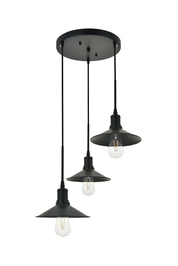 Etude 3 Light Black Iron Pendant Chandelier (1 of 12)