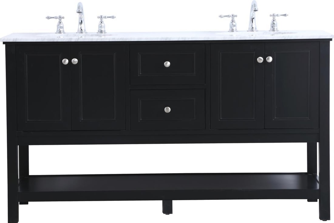 Elegant Lighting 60 Inch Black Double Sink Vanity Contemporary Style (1 of 1)