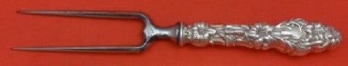 Whiting Lily Sterling Silver Roast Holder 8.5 Inch Fat Handle: Whiting Lily Sterling Silver Roast Holder 8.5 Inch Fat Handle Presenting a stunning roast holder from the renowned Lily pattern by Whiting, crafted from sterling silver. This piece features a hollow h