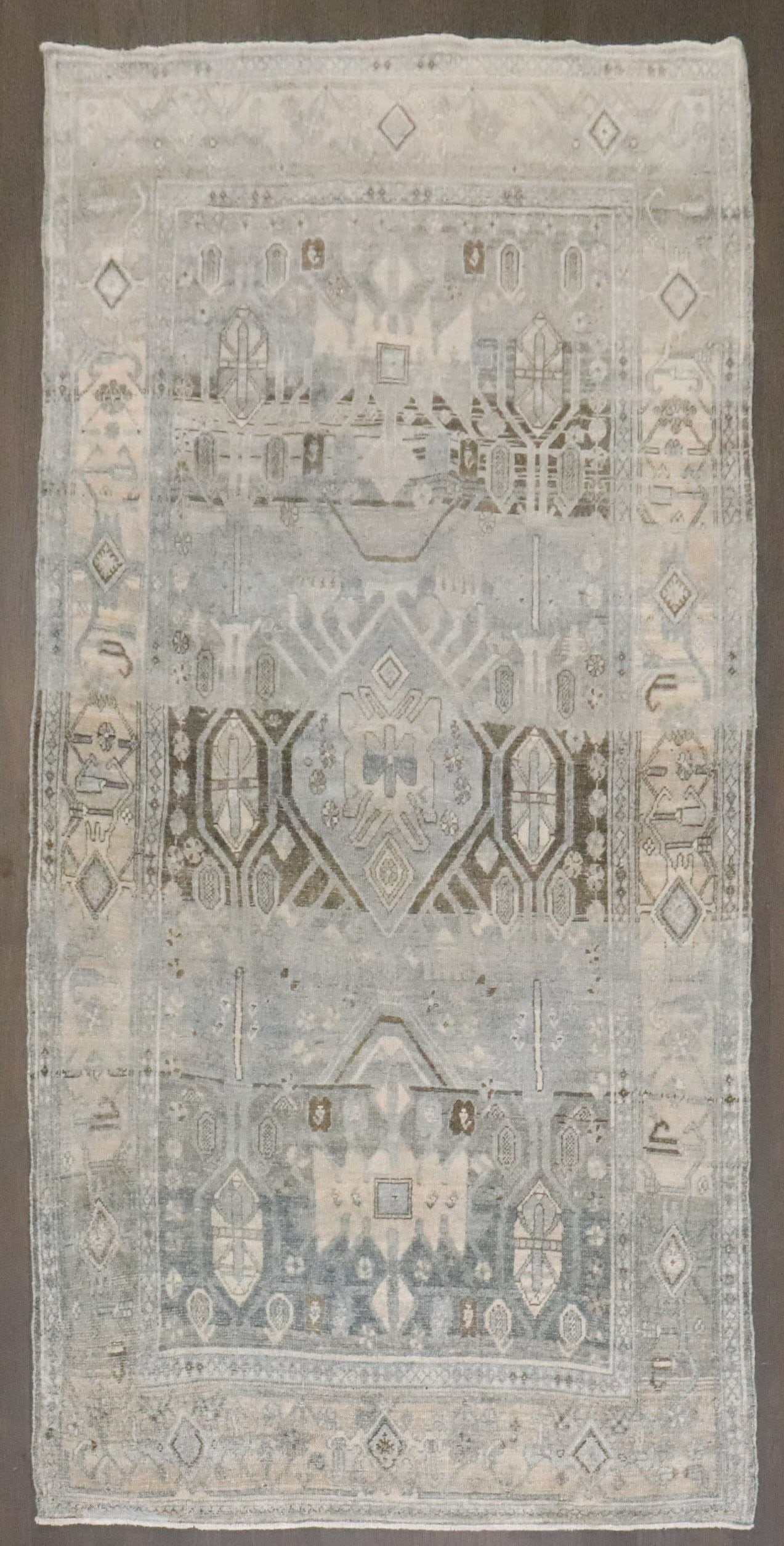 4' 3" x 8' 2" Antique Persian Bidjar Rug Gray Silver Tone: 4' 3" x 8' 2" Antique Persian Bidjar Rug Gray Silver Tone Antique Persian Bidjar rug in a gray and silver tone palette, dating to the first quarter of the 20th century. This pre-owned rug is identifie