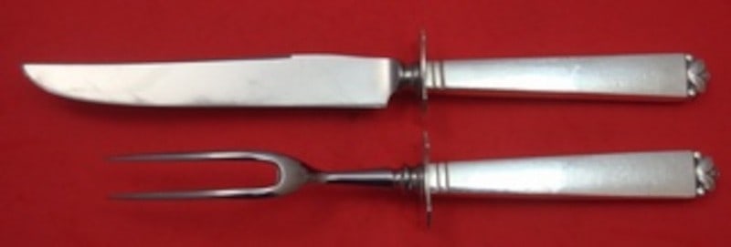 2 Piece Sterling Silver Carving Set Old Newbury Crafters Oak Leaf (1 of 1)