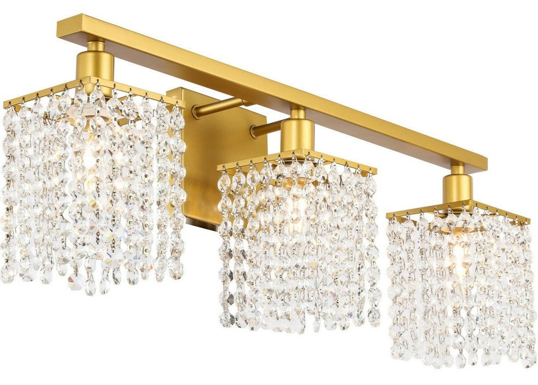 Phineas 24 in 3 Light Brass Crystal Wall Sconce (1 of 12)