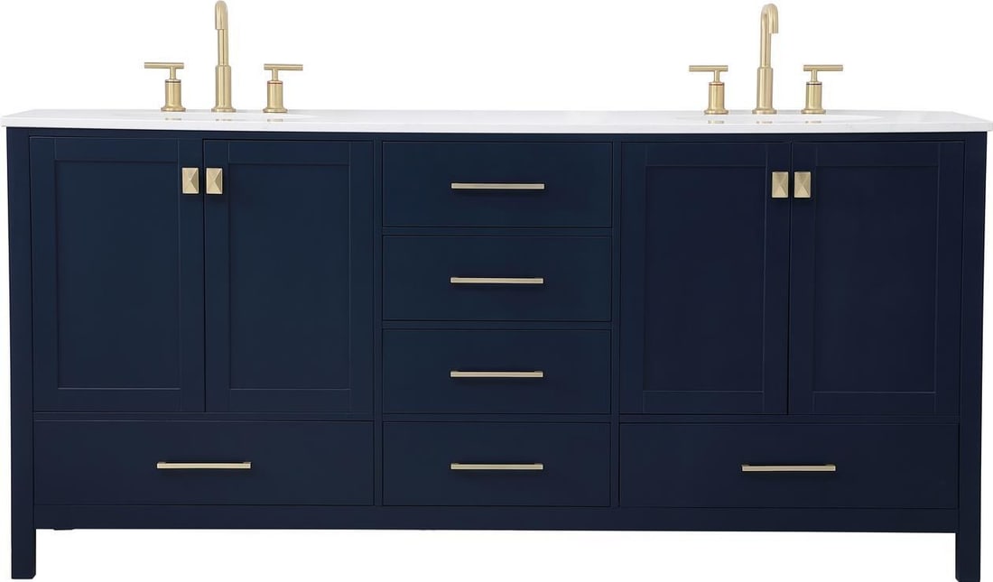 Elegant Lighting 72 Inch Blue Gold Double Vanity Sink (1 of 1)