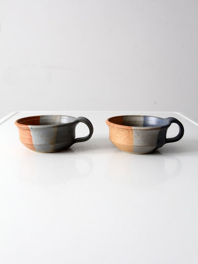 Pair Vintage Studio Pottery Soup Cups (1 of 12)