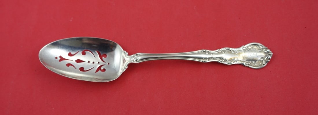 Wallace Old Atlanta Sterling Silver Pierced Serving Spoon 8.25 inch (1 of 2)