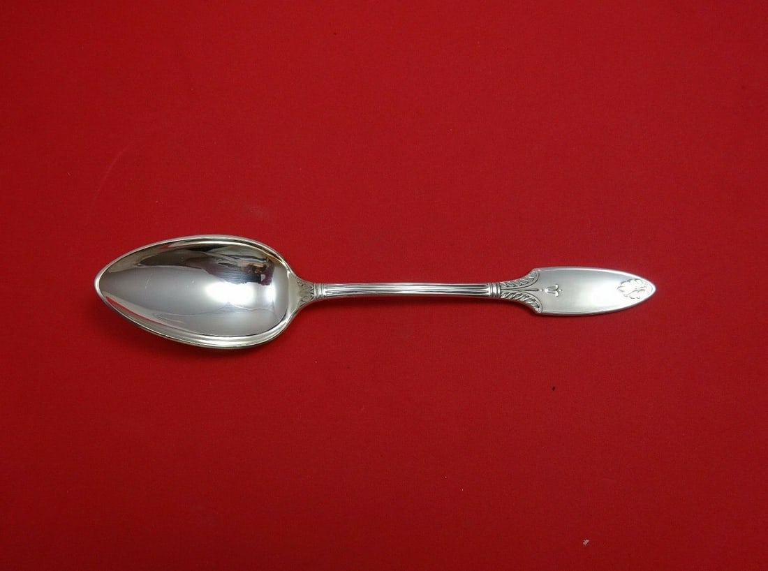 Faberge Grand Europa Sterling Silver Dessert Spoon 7.5 Inch: Faberge Grand Europa Sterling Silver Dessert Spoon 7.5 Inch Indulge in a touch of elegance with this exquisite Grand Europa dessert spoon by Faberge. Crafted from high-quality sterling silver, this 7 
