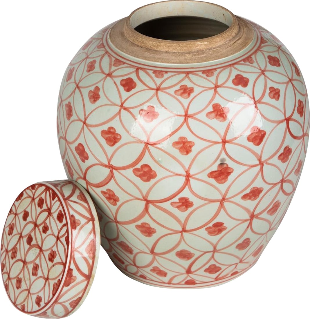 Handcrafted Coral Red Ming Style Melon Jar 11x11 Inches: Handcrafted Coral Red Ming Style Melon Jar 11x11 Inches This stunning handcrafted coral red Ming jar showcases a unique melon shape, perfect for adding a vibrant touch to your decor. Made from
