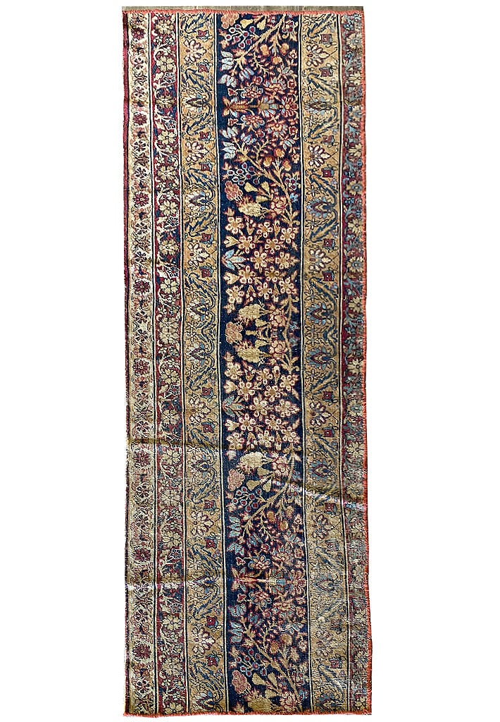 Antique 2.2 x 6.2 Persian Kermansha Rug Handwoven 1900s: Antique 2.2 x 6.2 Persian Kermansha Rug Handwoven 1900s Free continental US Shipping Discover the exquisite beauty of this 2' x 6' Antique Fragrance of Persian Kermansha Rug, handcrafted in the Kerman