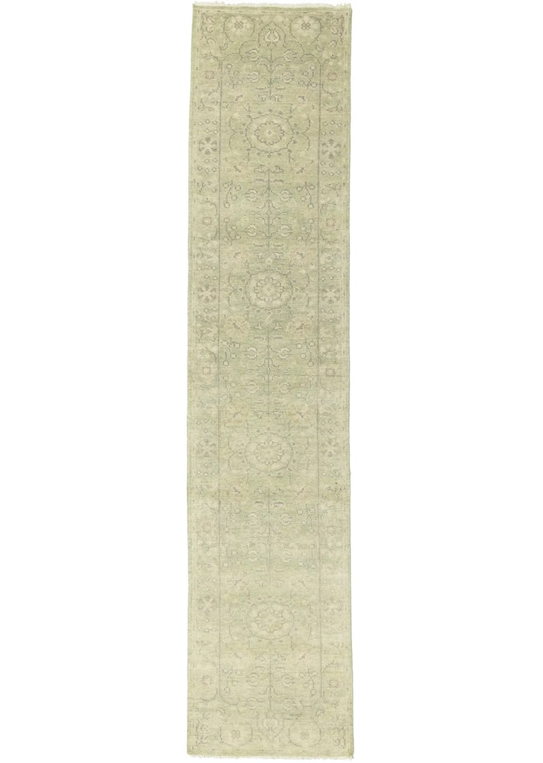 Hand-Knotted Wool Runner Rug 2'7 x 11'9 Modern Floral Transitional Design (1 of 16)