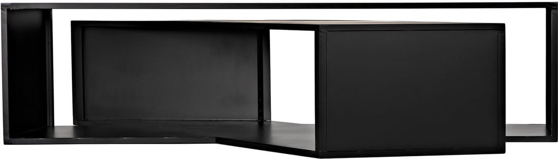 Noir Keweco Matte Black Industrial Steel Coffee Table 19H 73W 58D (1 of 7)