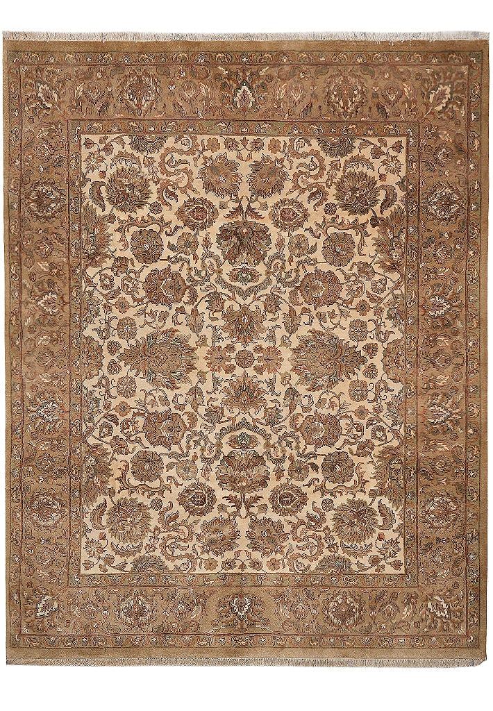 8 x 9.8 Handmade Jaipur Rug Beige Gold Hand Knotted Wool: 8 x 9.8 Handmade Jaipur Rug Beige Gold Hand Knotted Wool Free continental US Shipping This handmade Jaipur rug measures 8 x 9.8 and features a beige and gold color palette with subtle ivory tones. It 