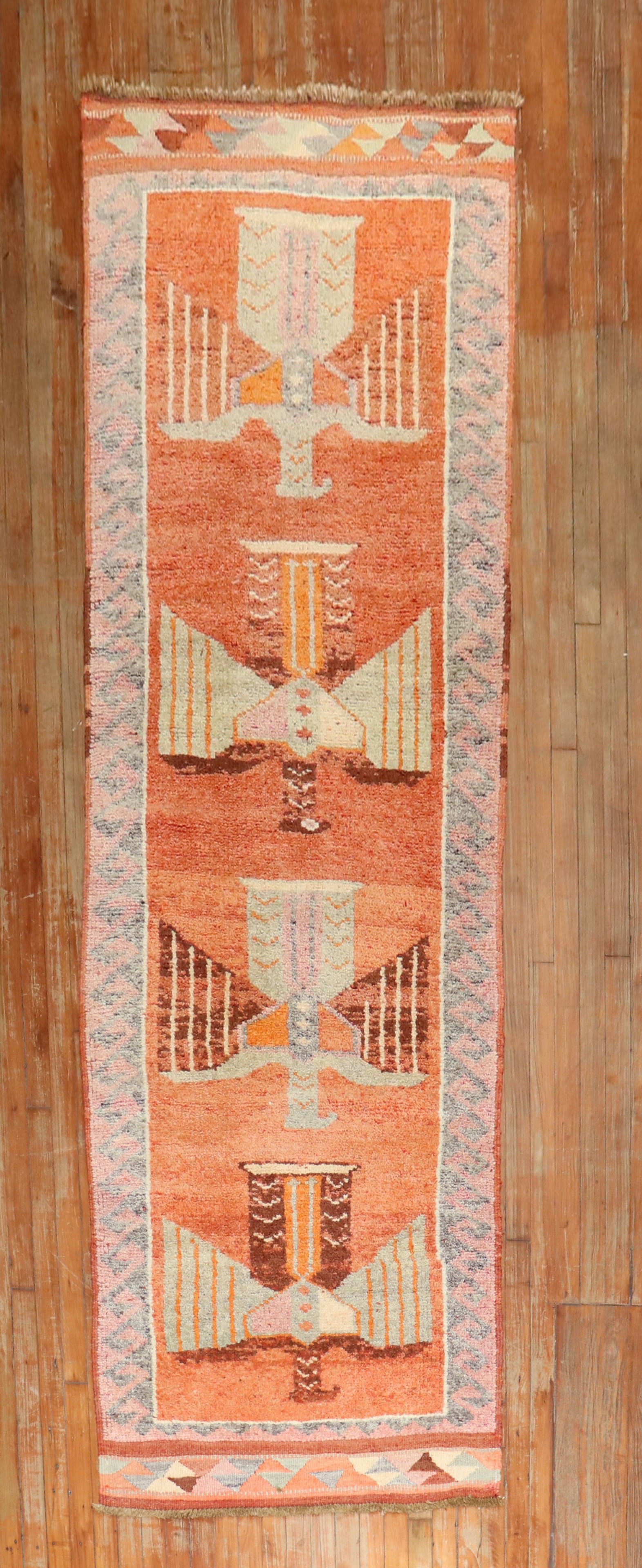 3' 2" x 11' 10" Anatolian Kurd Rug Runner: 3' 2" x 11' 10" Anatolian Kurd Rug Runner Mid 20th century Turkish Kurd runner with a tribal Anatolian design. This pre-owned rug offers a long, narrow runner format suited to hallways and similar spa