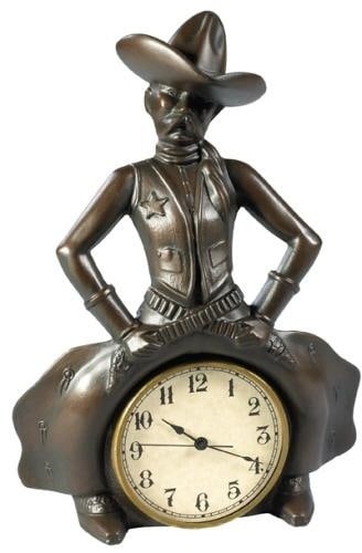 Rustic Lodge Style Hand-Cast Cowboy Sheriff Clock (1 of 1)