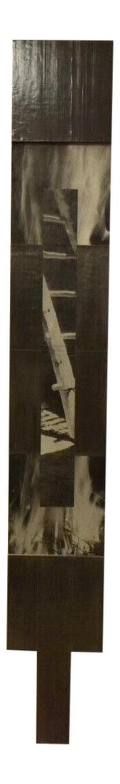 84 Inch Ebony Mixed Media Modern Abstract Art: 84 Inch Ebony Mixed Media Modern Abstract Art This striking tall modern abstract mixed media artwork showcases a sleek ebony color, perfect for enhancing contemporary spaces. With a height of 84 inche