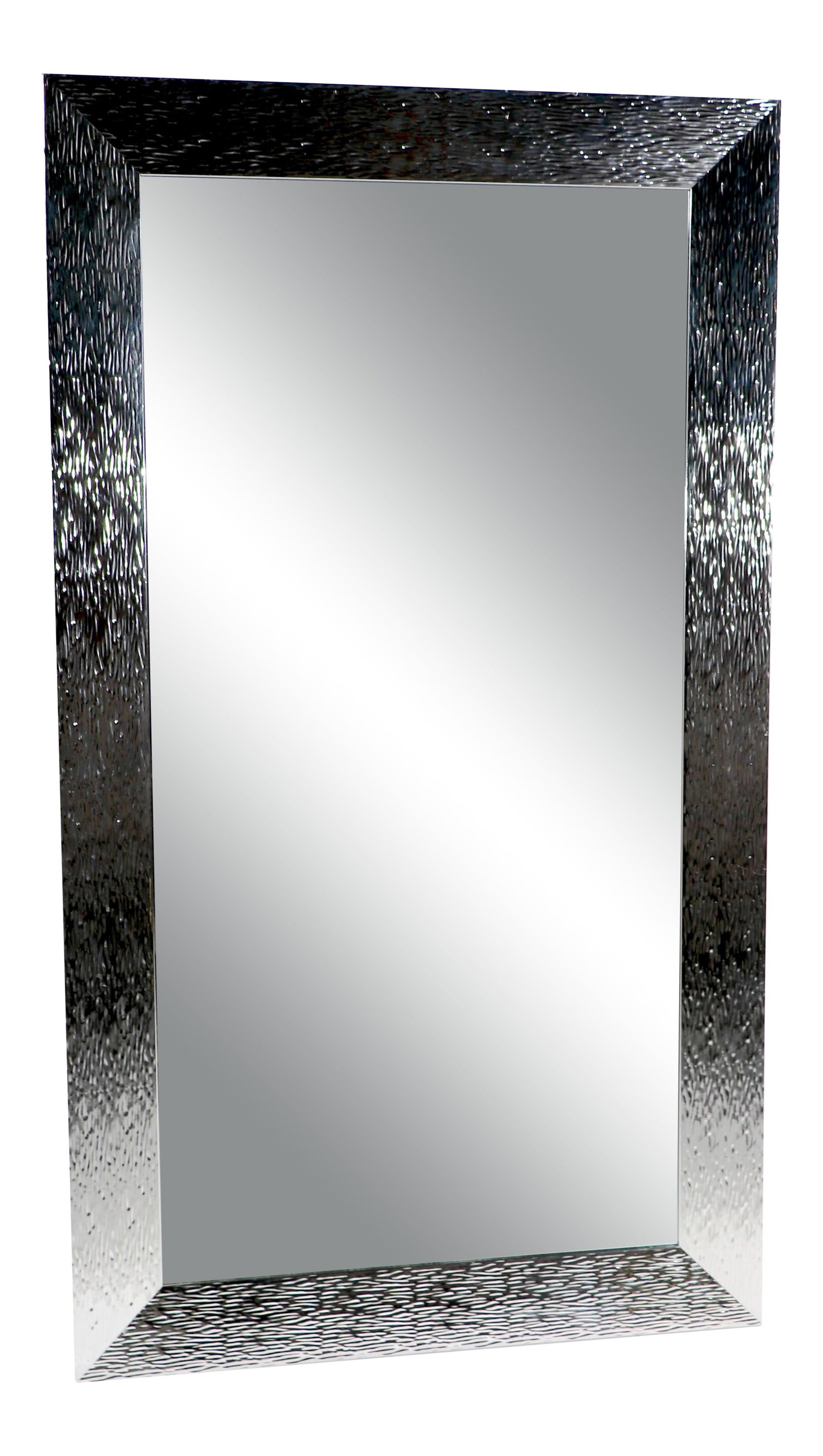 Textured Silver Chrome Frame Postmodern Wall Mirror 31 x 55.25 (1 of 10)