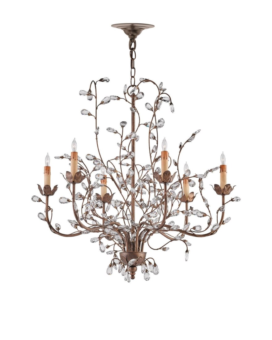 Currey Cupertino Crystal Chandelier Organic Modern Adjustable Height (1 of 3)