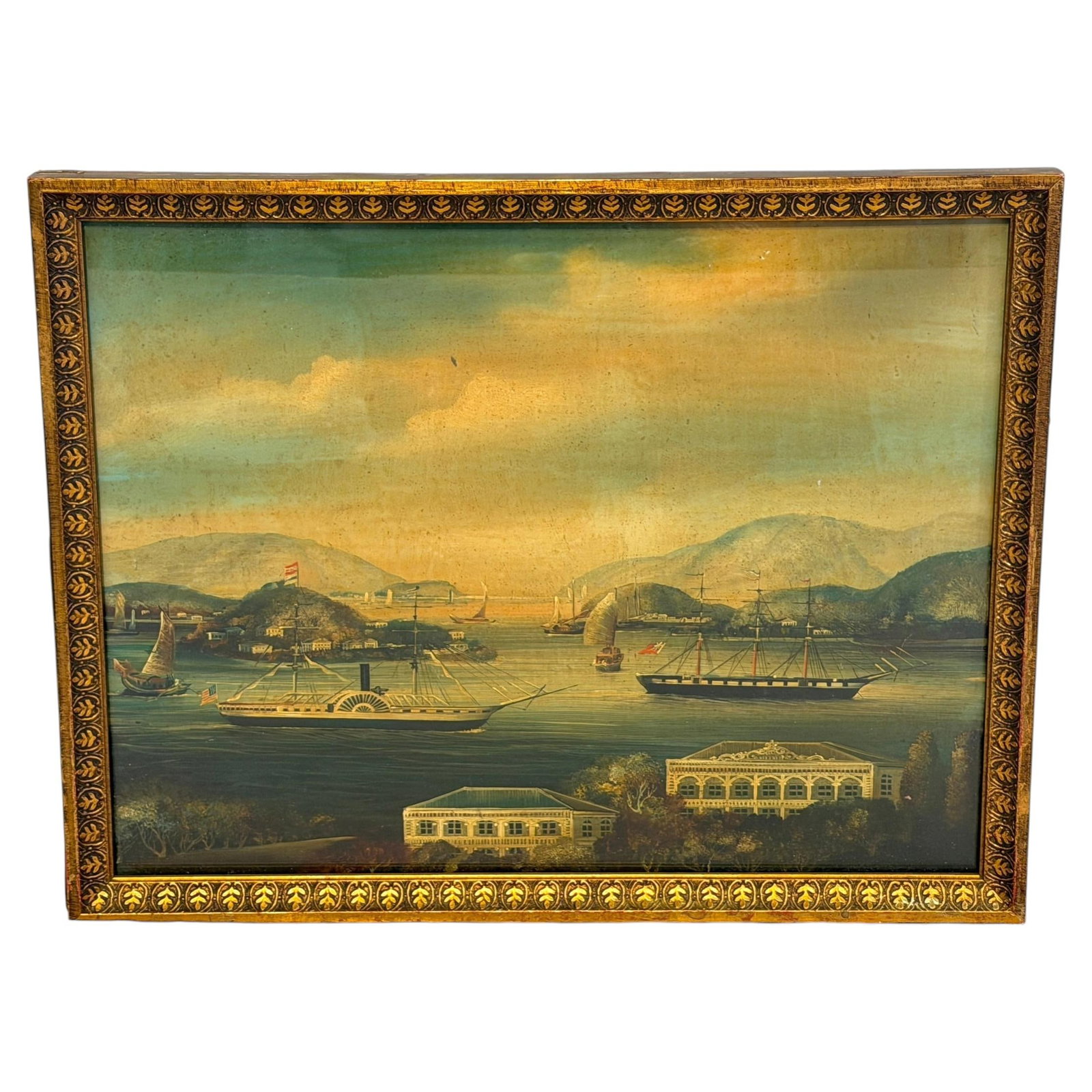 Mid 19th Century Victoria Harbour Silk Painting (1 of 12)