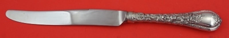 Sterling Silver Dauphin Pattern Dinner Knife by Durgin-Gorham 9 1/8 Inch: Sterling Silver Dauphin Pattern Dinner Knife by Durgin-Gorham 9 1/8 Inch This Dauphin pattern dinner knife by Durgin-Gorham features a sterling silver hollow handle and a stainless steel blade. The kn