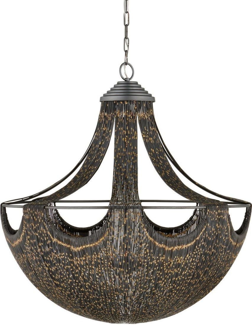 Currey Eduardo Adjustable Iron Chandelier 6 Bulb Brass Finish (1 of 7)