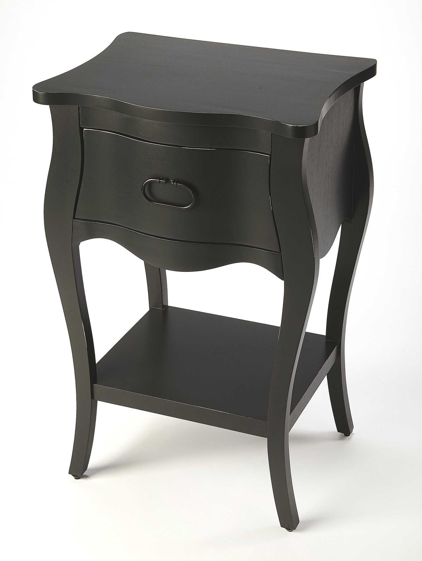 Butler Black Rochelle Transitional Nightstand with Scalloped Apron (1 of 6)